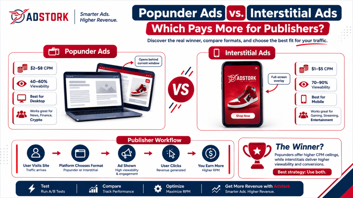 Popunder Ads vs. Interstitial Ads: Which Pays More for Publishers?